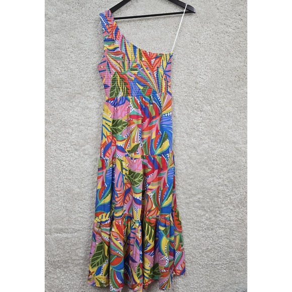 Sugarlips Shiloh One Shoulder Maxi‎ Dress Smocked Tropical Size Small Tropical - Picture 7 of 14